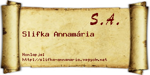 Slifka Annamária névjegykártya